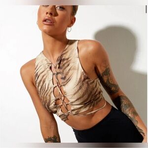 Motel Rocks Bima Tiger Print Crop Top – Size XS